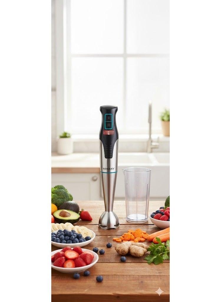 sokany SK-758 Stainless Steel Hand Mixer with Custom Mixing Jar - Powerful Motor for Mixing and Grinding - Ergonomic Design and Easy to Clean - Image 2